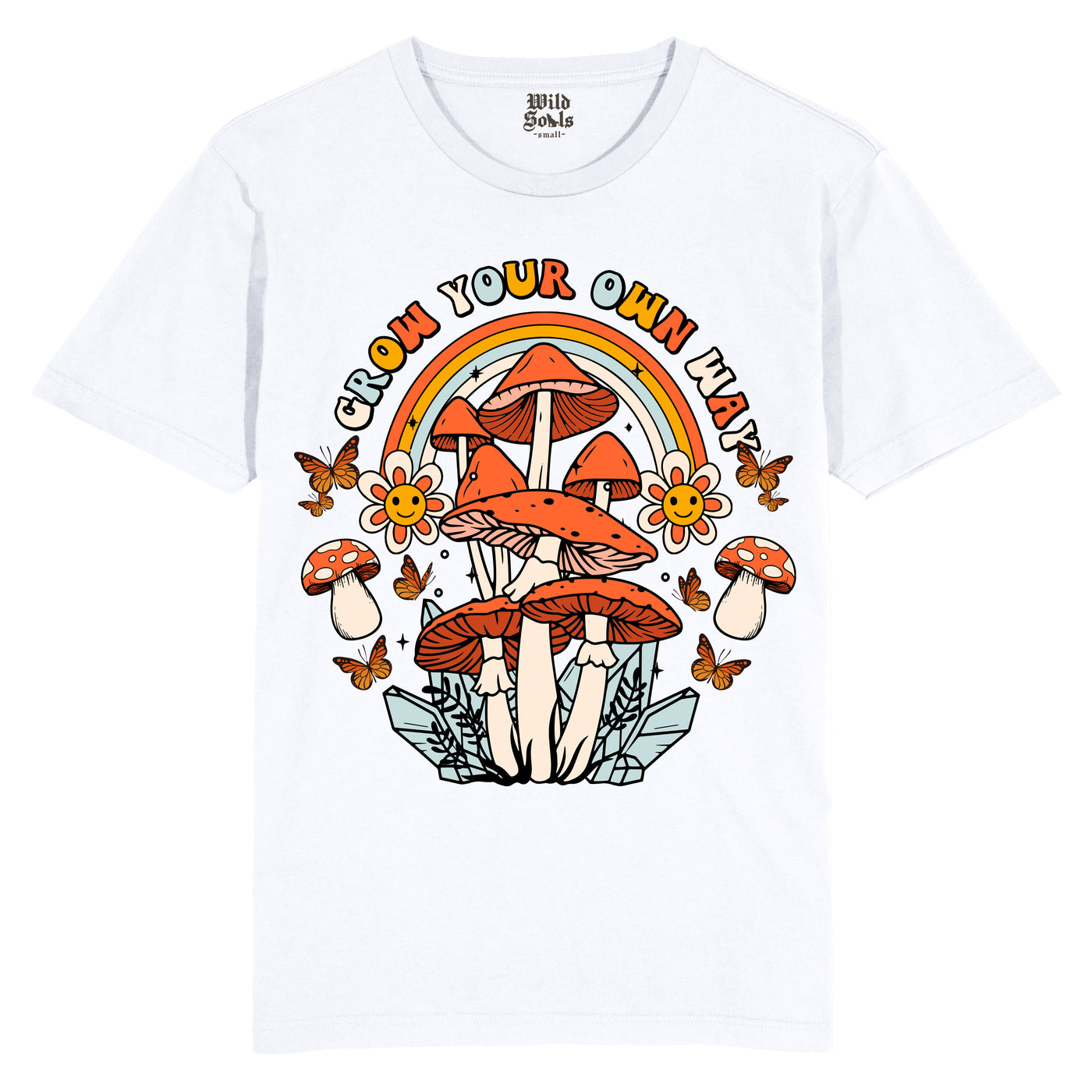 Grow Your Own Way Mushroom T-Shirt, Vintage Nature - Wild Souls